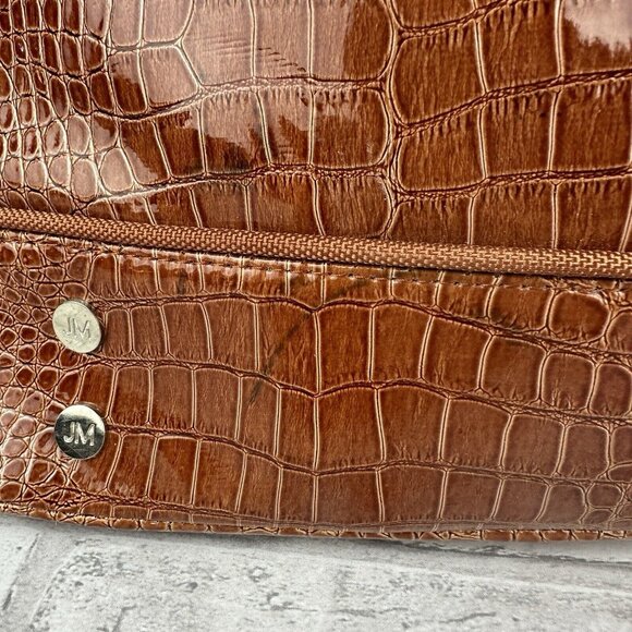 JM New York XL Large Tote Laptop Travel Tech Case Bag BROWN Faux Croc Computer - Picture 2 of 4